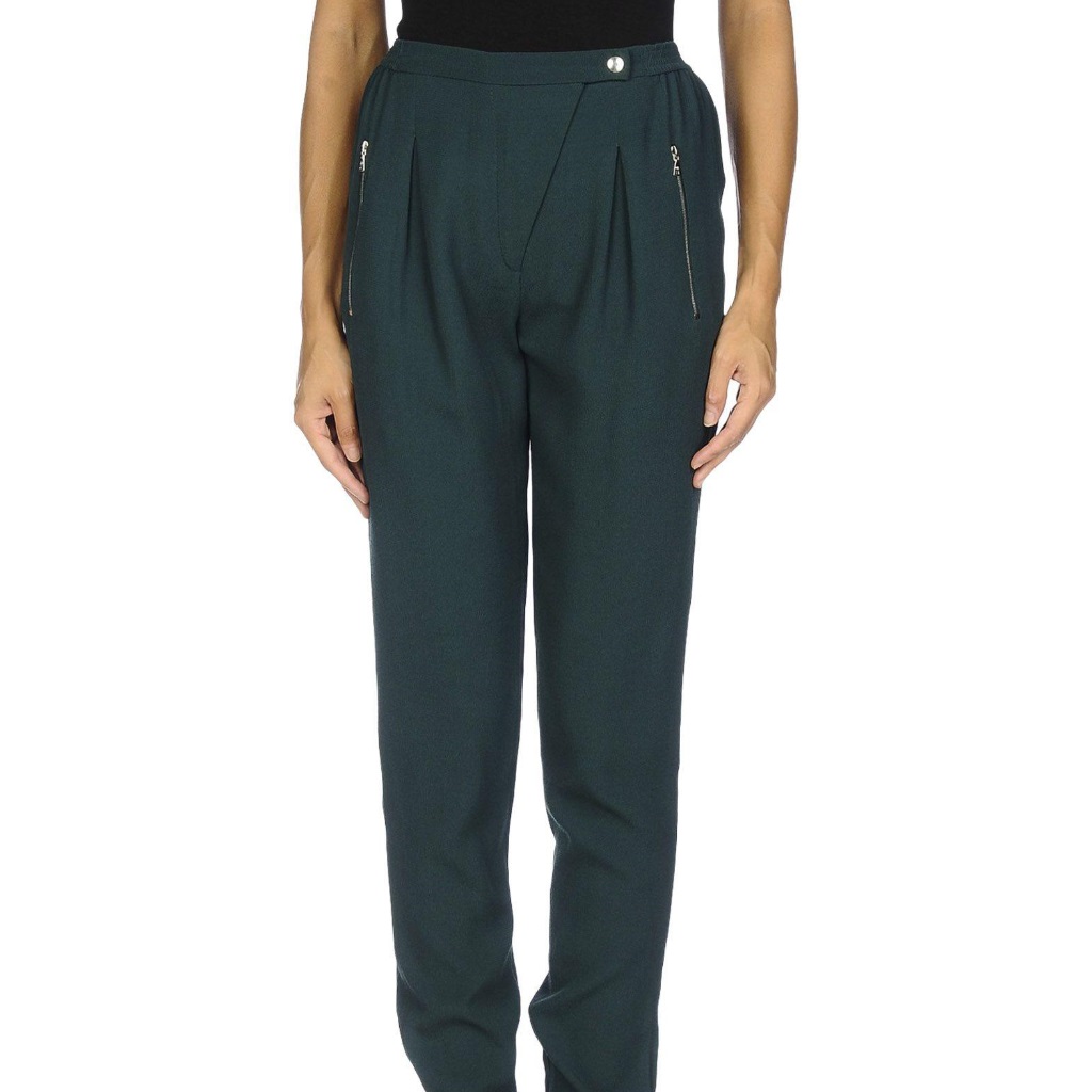 Sandro High Waisted Green Crepe Trousers 6
